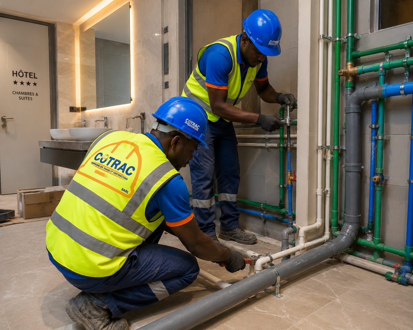 Installation technique COTRAC en réhabilitation d'hôtel